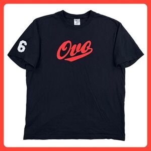 OVO October's Very Own Script T-Shirt Men Large Black Cotton Graphic Tee Drake